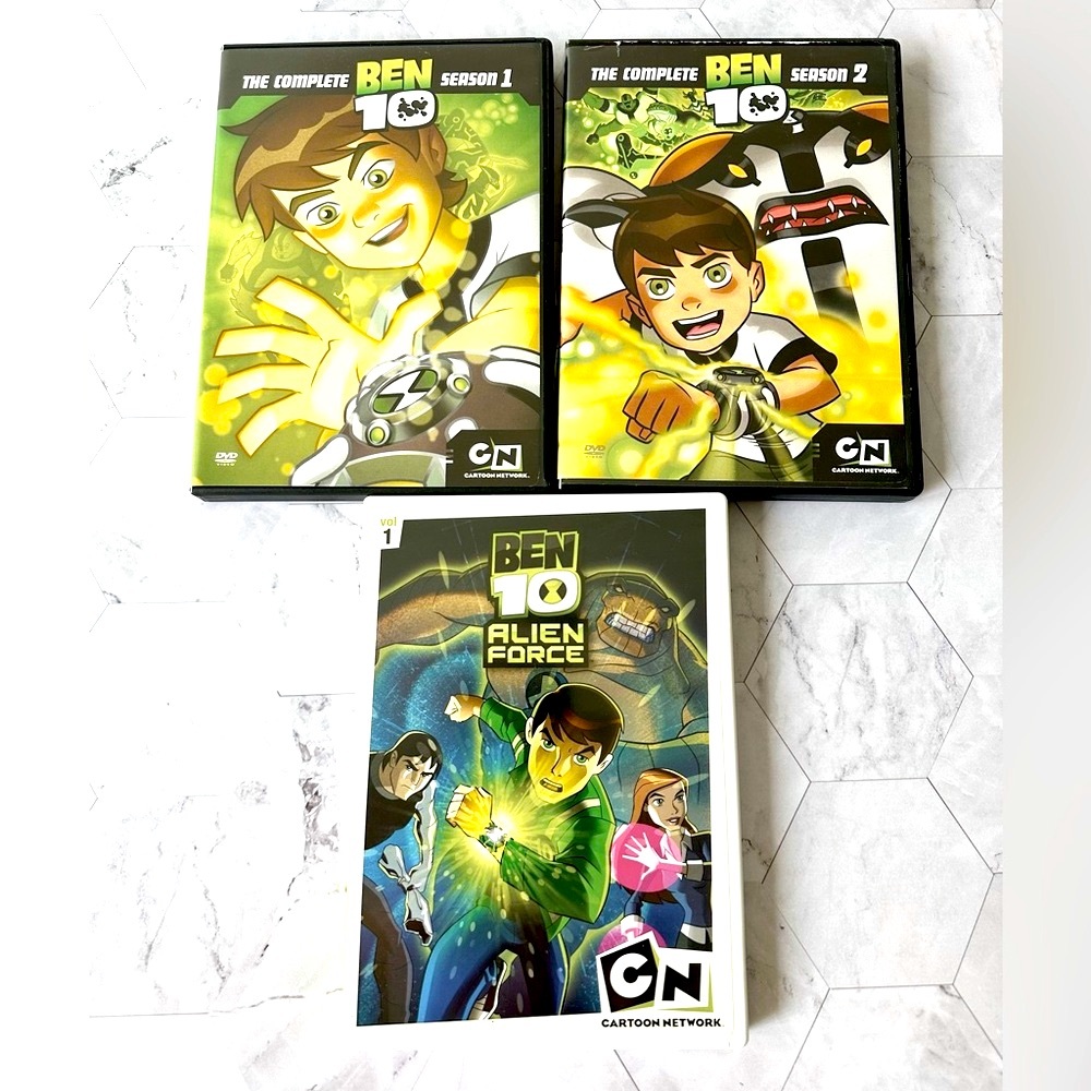 Lot of 3 - BEN 10 DVD Bundle Complete Season 1 & 2 & Alien Force Kids
